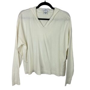 Magaschoni Neutral Classic Hooded Sweater Large Ivory
